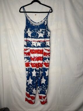 Stars & Stripes Sleeveless Jumpsuit - Red, White & Blue